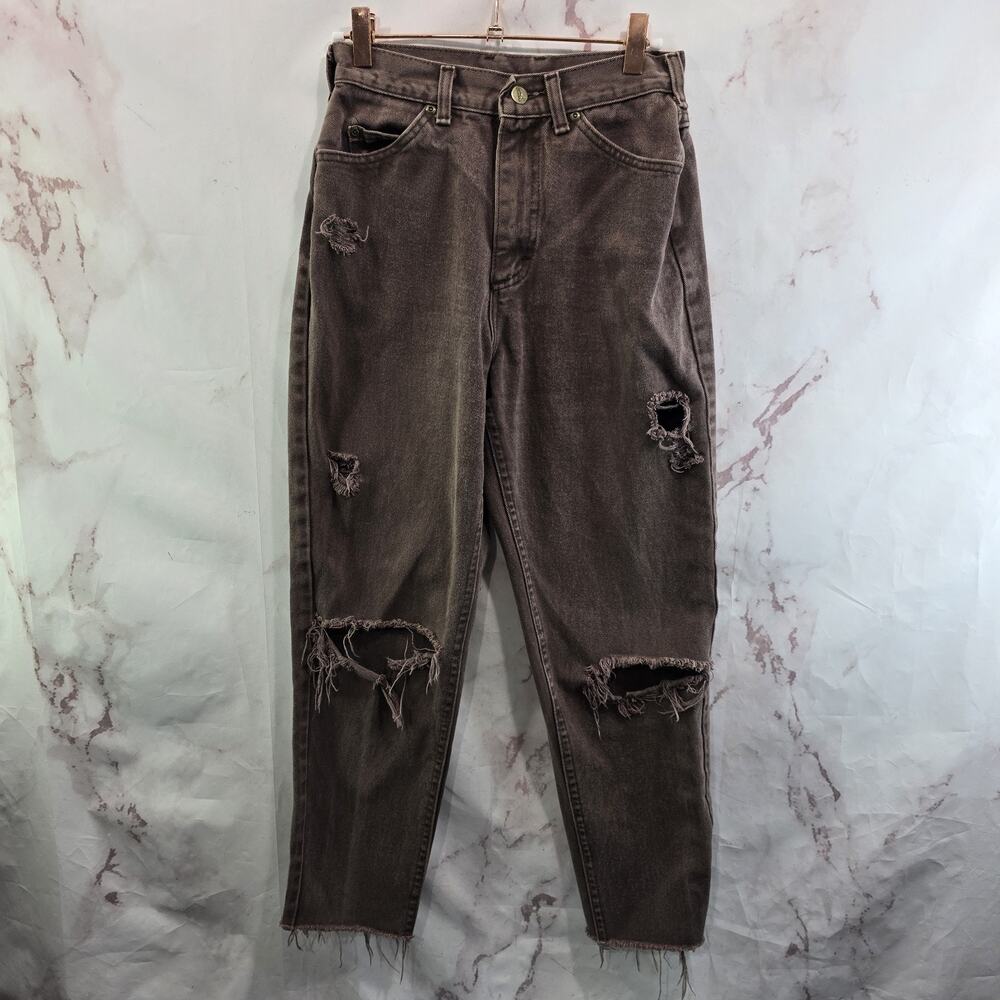 Vintage LL Bean Jeans Womens 26 Browm Crop 80s 90s High Rise Tapered Mom Denim